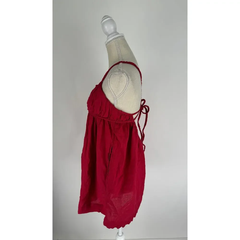 Free People Tell All Mini Dress Womens Medium Red Sleeveless New Low Back - Picture 6 of 13